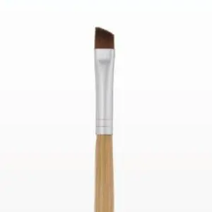 A brush with a wooden handle on a white background.