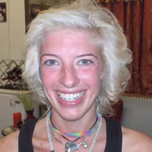 A woman with blond hair.