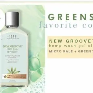 A bottle of greens new grove with hemp oil cleanser.