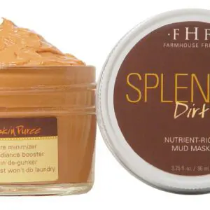 A jar of pumpkin mud mask next to a jar.