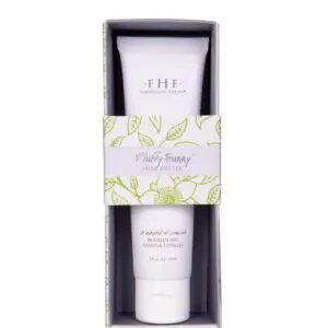 A tube of Farmhouse Fresh Fluffy Bunny Hand Cream in a white box.