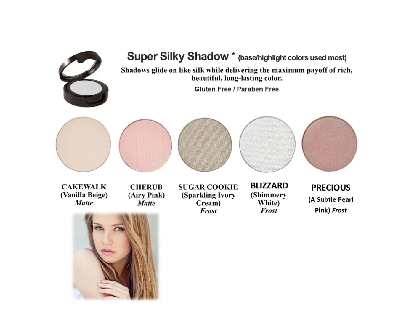 Makeup palette with five eyeshadow colors.