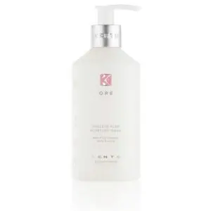 A bottle of body lotion on a white background.