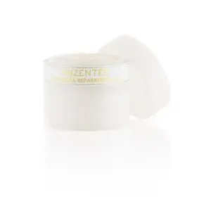 A white container with a white lid on it.