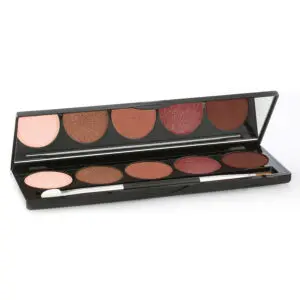 Eyeshadow palette with six shades and brush.