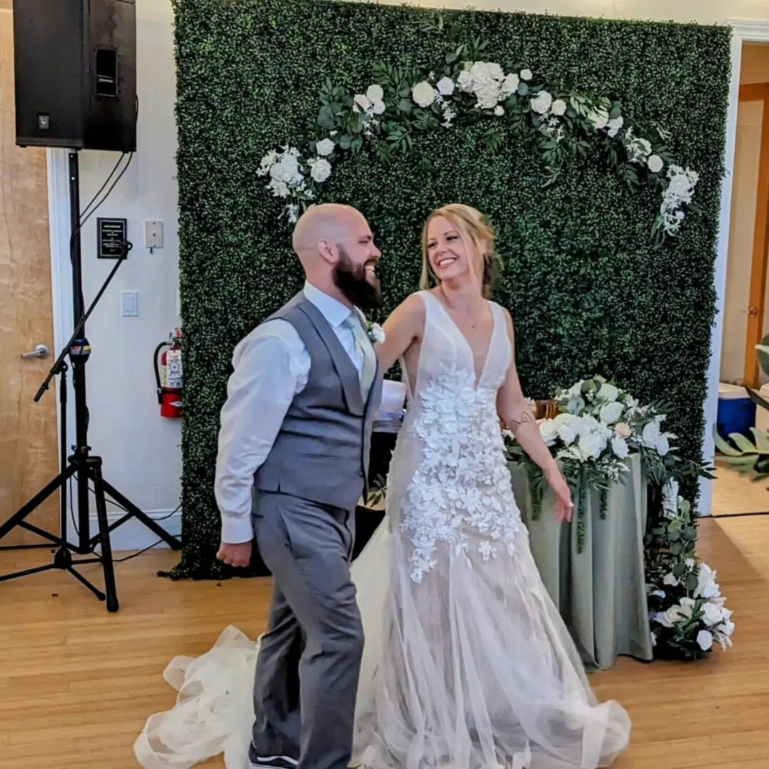 Happy bride and groom first dance.