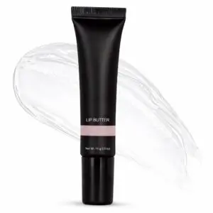 Black lip butter tube with clear smear.