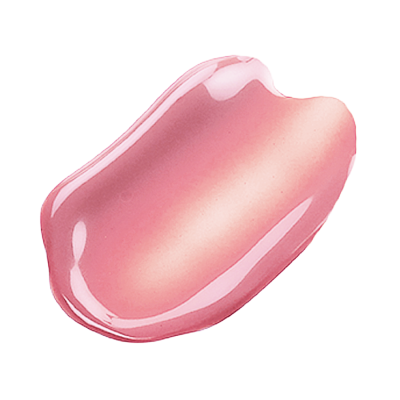 Pink lip gloss smear on white background.