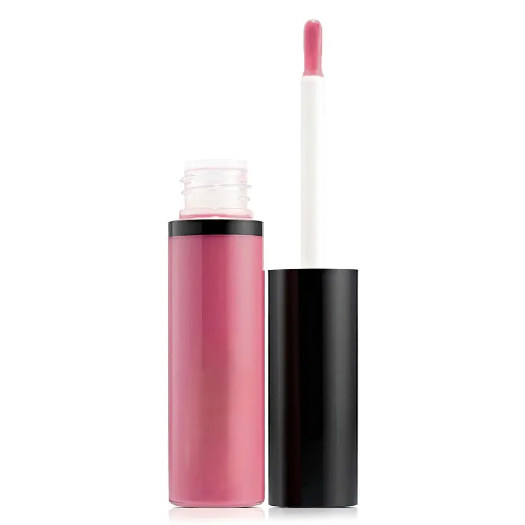 Pink lip gloss with applicator wand.