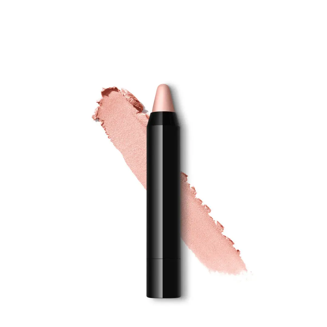 A pink lipstick on a white background.