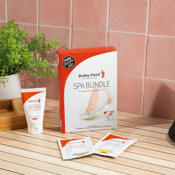 A spa bundle sitting on a table next to a potted plant.