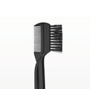 A black and white hair brush on a white background.