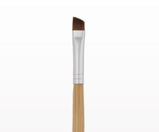 A brush with a wooden handle on a white background.