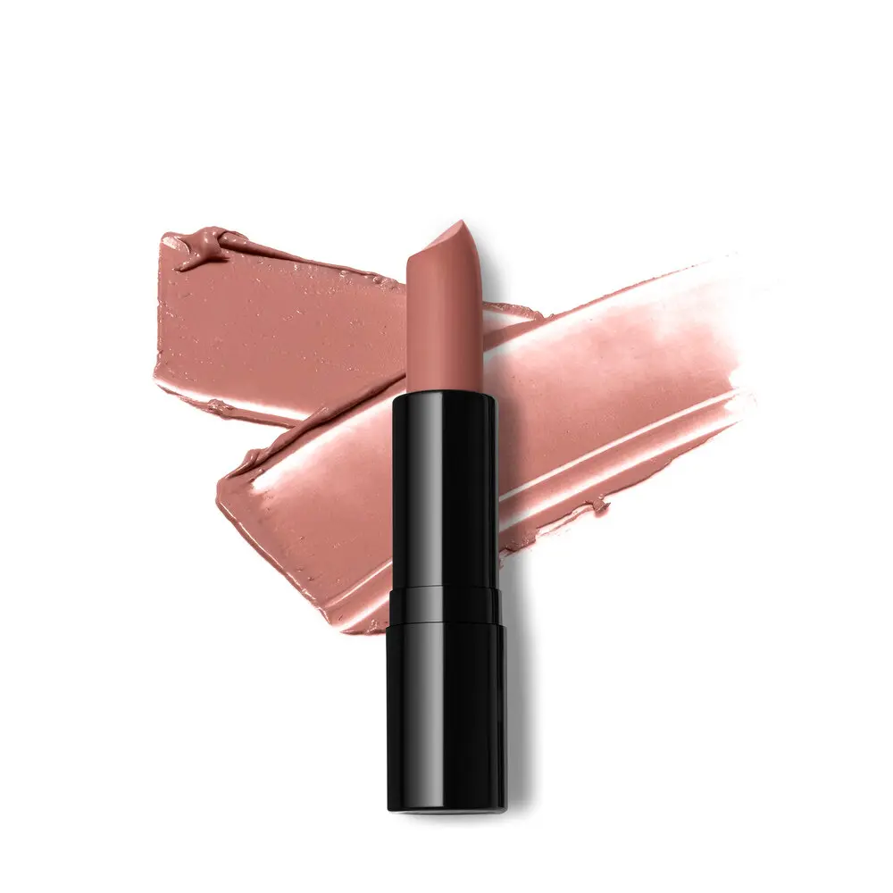 A nude lipstick on a white background.