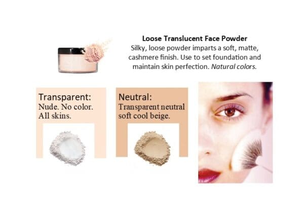 Loose translucent face powder in a jar.