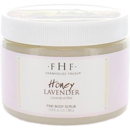 A jar of honey lavender body scrub.