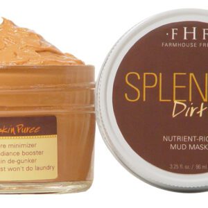 A jar of pumpkin mud mask next to a jar.