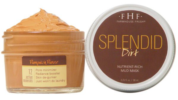 A jar of pumpkin mud mask next to a jar.