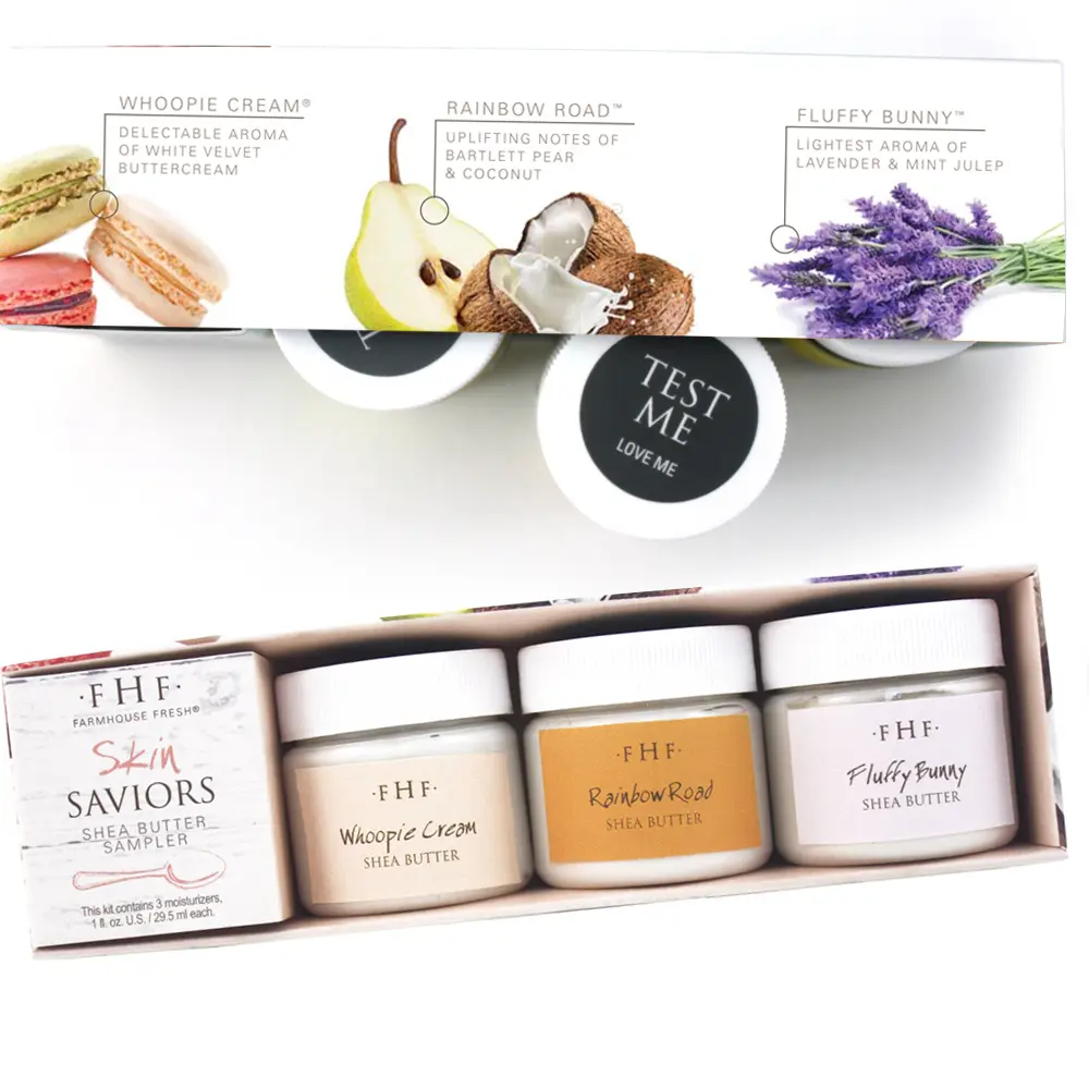 A box with three different types of creams in it.