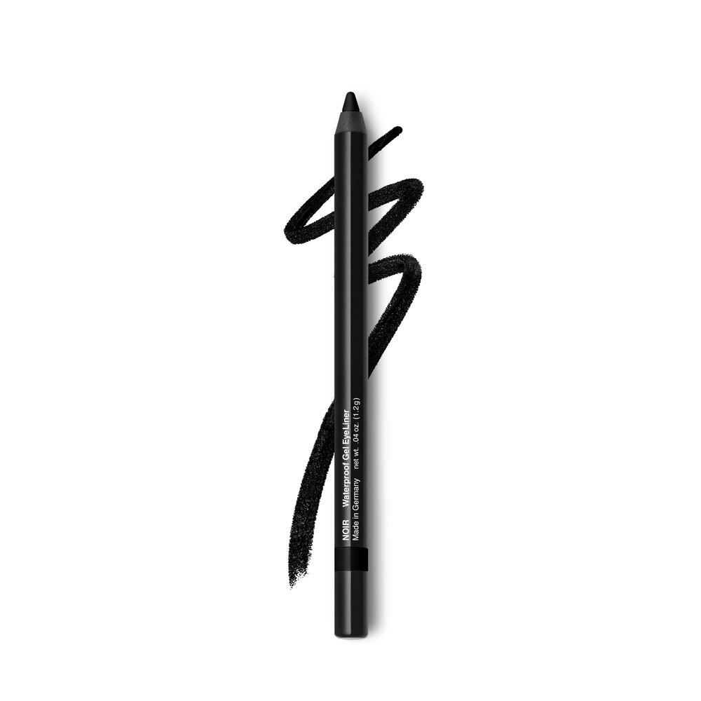 A black eyeliner pencil on a white background.