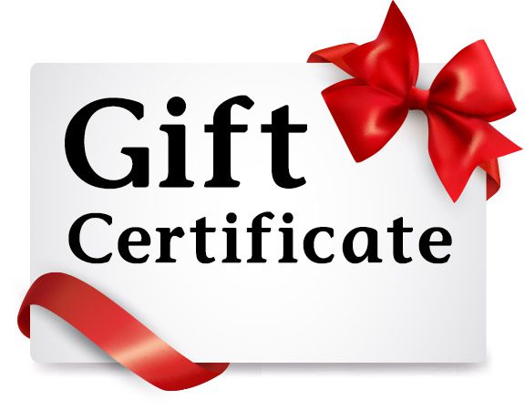 A Gift Certificate for Faces by Brandi Products and Services with a red ribbon.