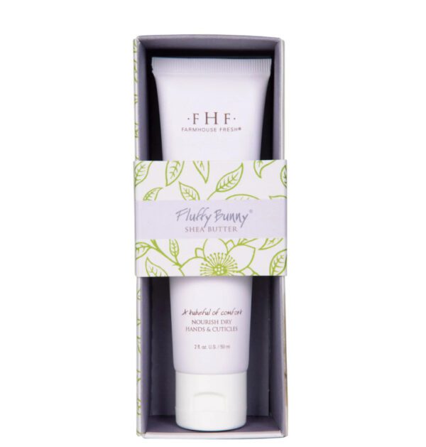 A tube of Farmhouse Fresh Fluffy Bunny Hand Cream in a white box.