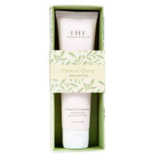 The Farmhouse Fresh Harvest Green Shea Butter Hand Cream in a green box.