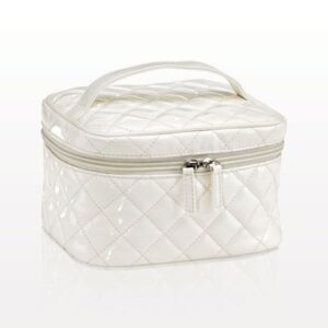 FACES by Brandi Quilted Medium Cosmetic Train Case, White