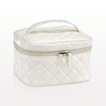 FACES by Brandi Quilted Medium Cosmetic Train Case, White