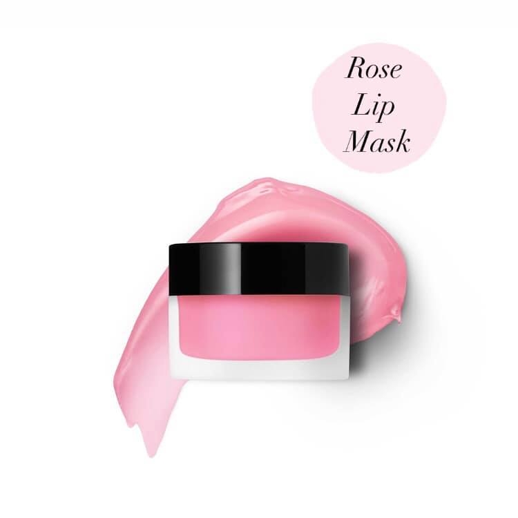 A jar of rose lip mask on a white background.