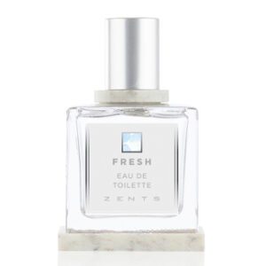 A bottle of fresh eau de toilette on a white background.