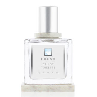 A bottle of fresh eau de toilette on a white background.