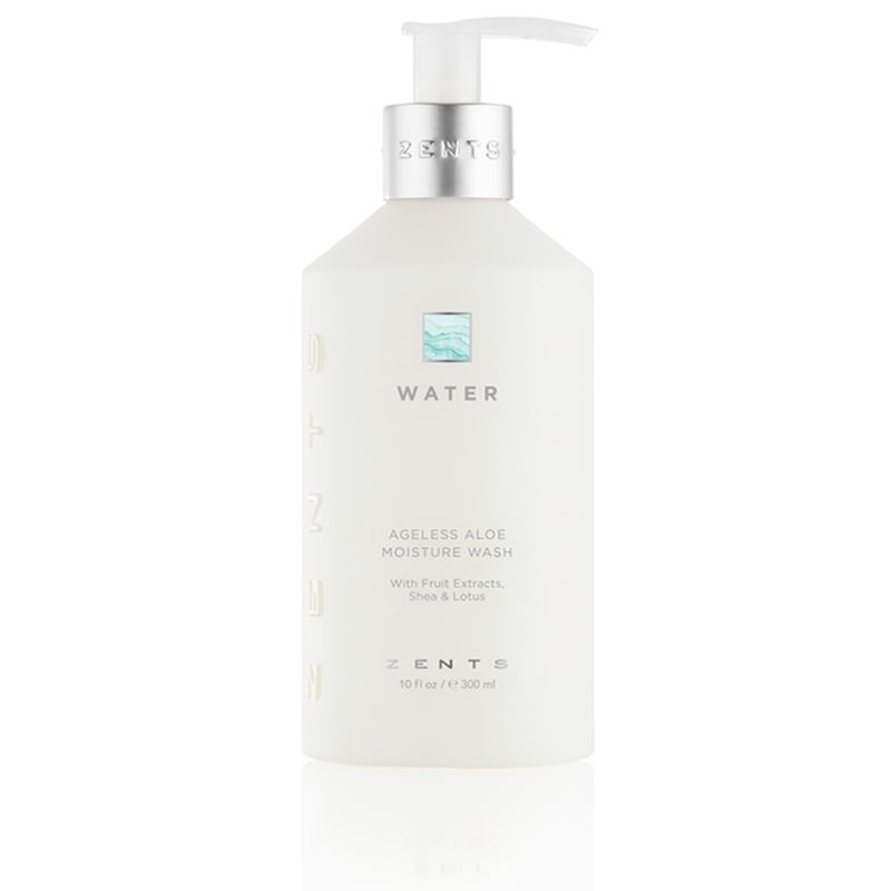 A bottle of water body lotion on a white background.