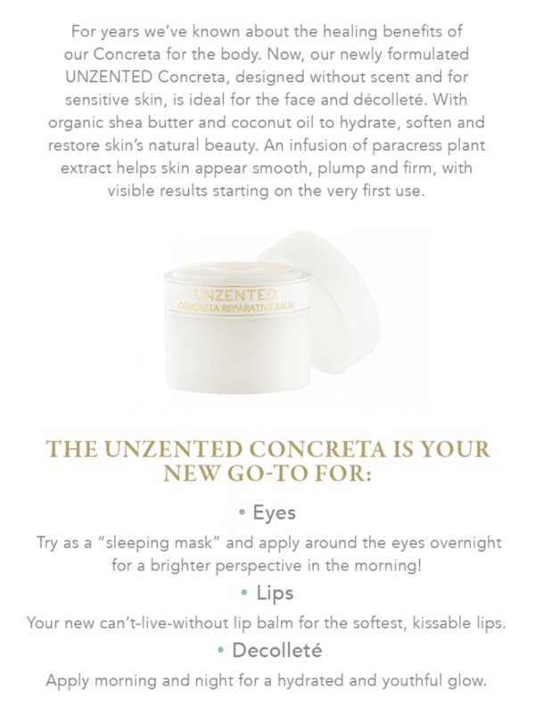 A flyer with the words'the unzenited concentrate is your new go to for your skin.