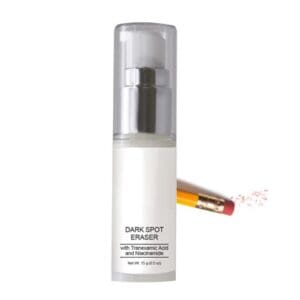 Dark spot eraser with pencil illustration.