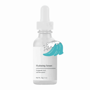 Hydrating serum bottle with wave design.